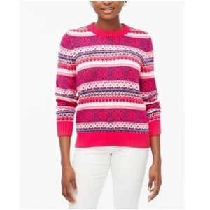 J. Crew Vibrant Pink and Blue Crew Neck Sweater